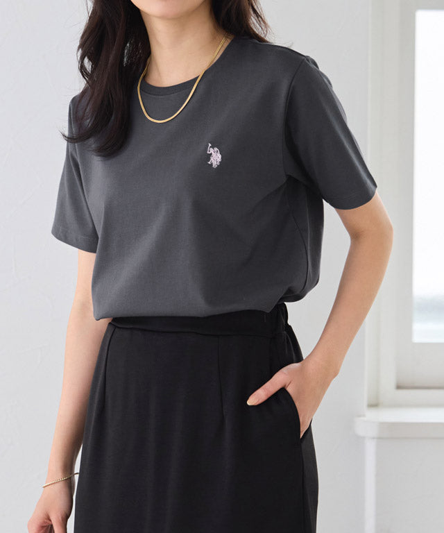 ピエロ Pierrot 【U.S. POLO ASSN.】Tシャツ （チャコール×ピンク） チャコール×ピンク