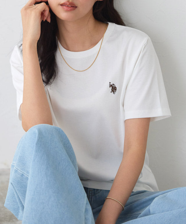 ピエロ Pierrot 【U.S. POLO ASSN.】Tシャツ （チャコール×ピンク） チャコール×ピンク