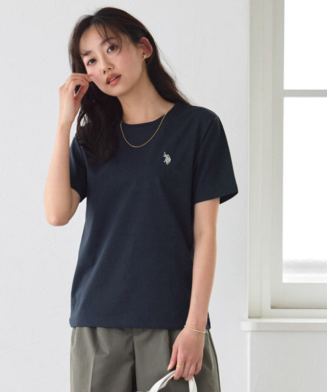 ピエロ Pierrot 【U.S. POLO ASSN.】Tシャツ （チャコール×ピンク） チャコール×ピンク