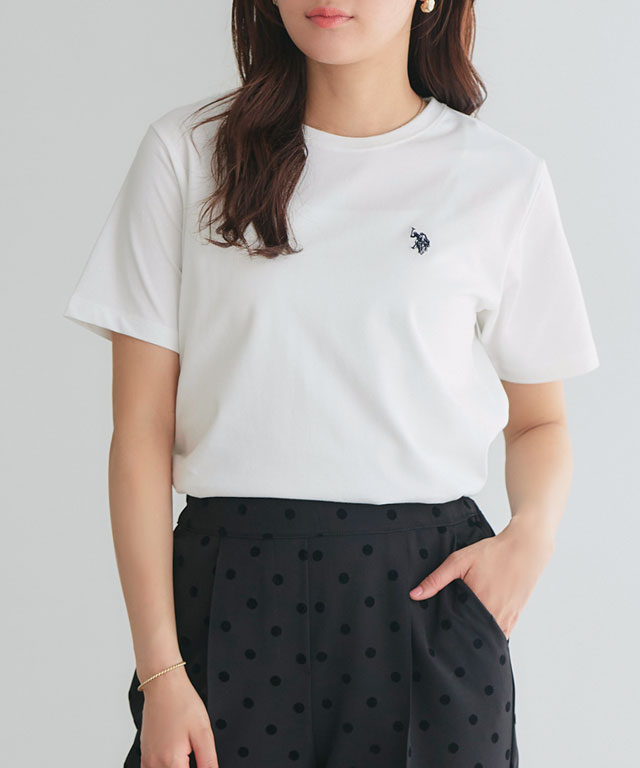 ピエロ Pierrot 【U.S. POLO ASSN.】Tシャツ （チャコール×ピンク） チャコール×ピンク