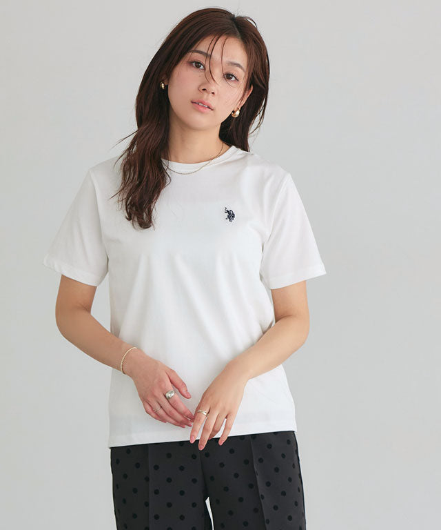 ピエロ Pierrot 【U.S. POLO ASSN.】Tシャツ （チャコール×ピンク） チャコール×ピンク