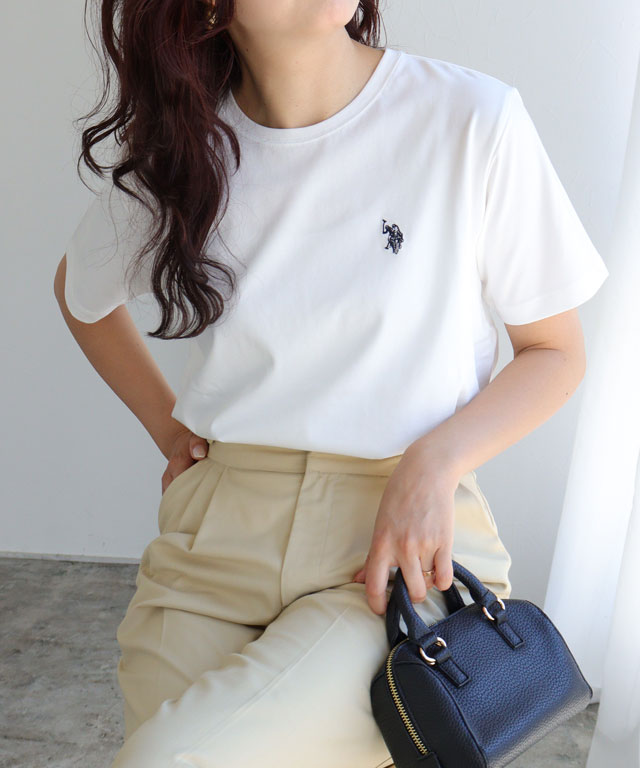 ピエロ Pierrot 【U.S. POLO ASSN.】Tシャツ （チャコール×ピンク） チャコール×ピンク