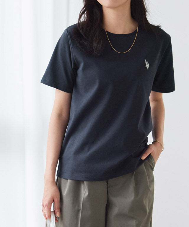 ピエロ Pierrot 【U.S. POLO ASSN.】Tシャツ （ネイビー×オフホワイト） ネイビー×オフホワイト
