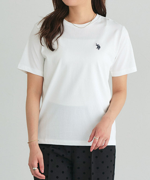 ピエロ Pierrot 【U.S. POLO ASSN.】Tシャツ （オフホワイト×ブラウン） オフホワイト×ブラウン