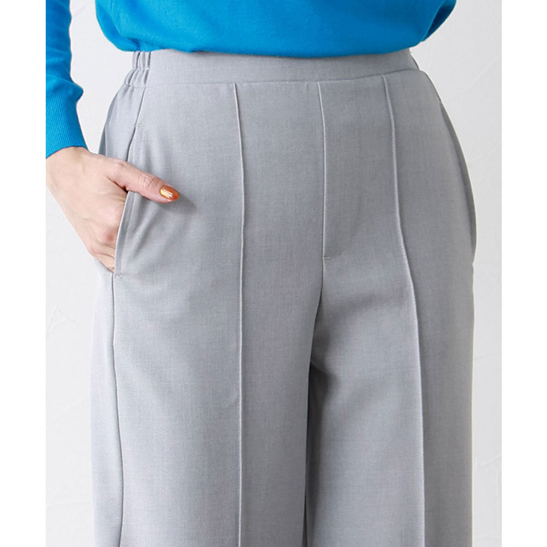Marvelous by Pierrot Linen-like pin-tuck straight pants