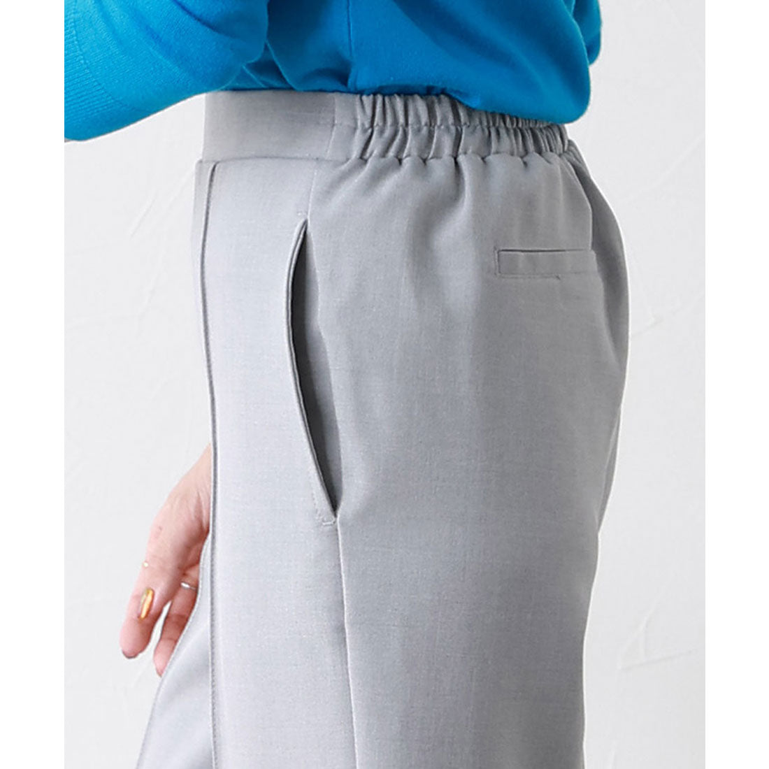 Marvelous by Pierrot Linen-like pin-tuck straight pants