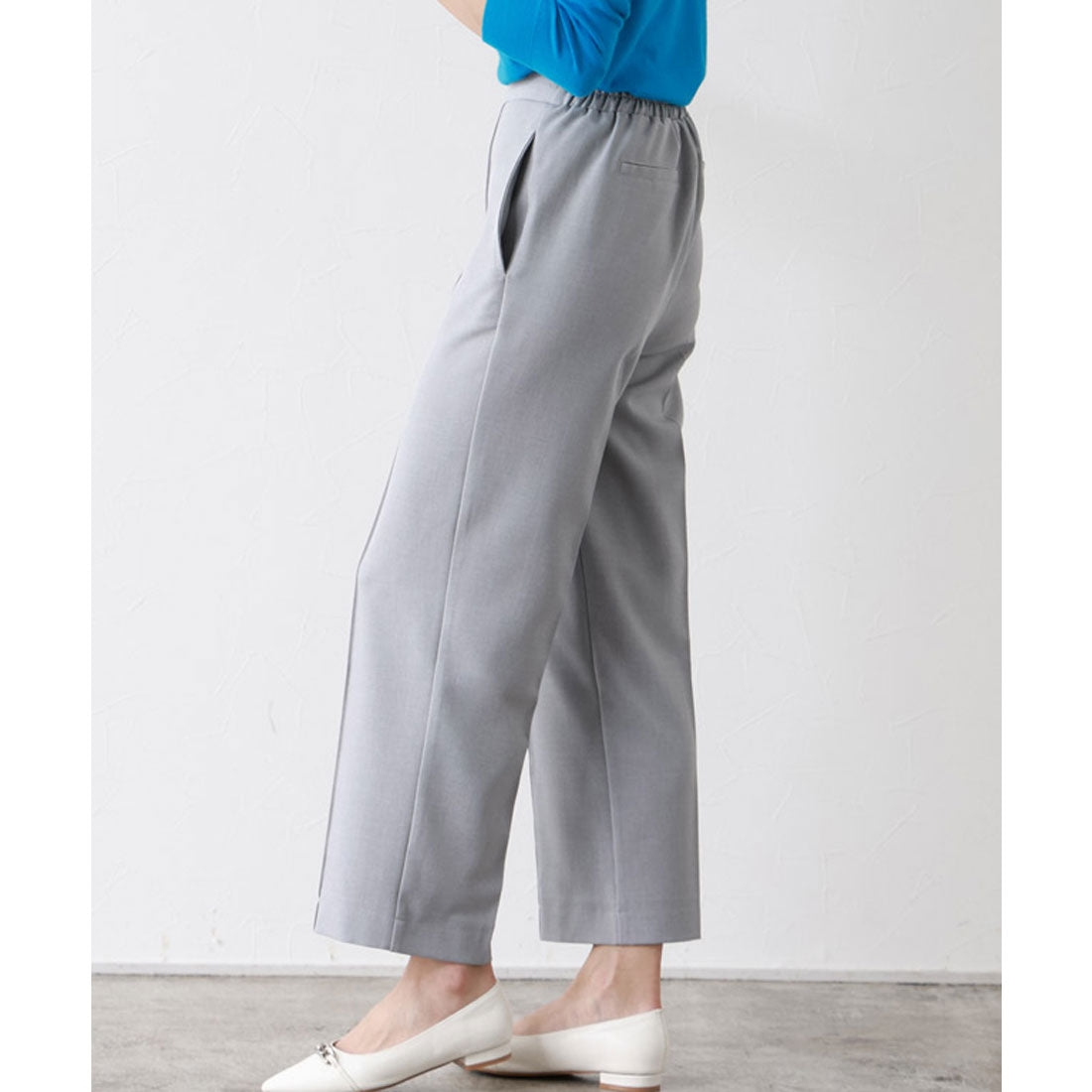 Marvelous by Pierrot Linen-like pin-tuck straight pants
