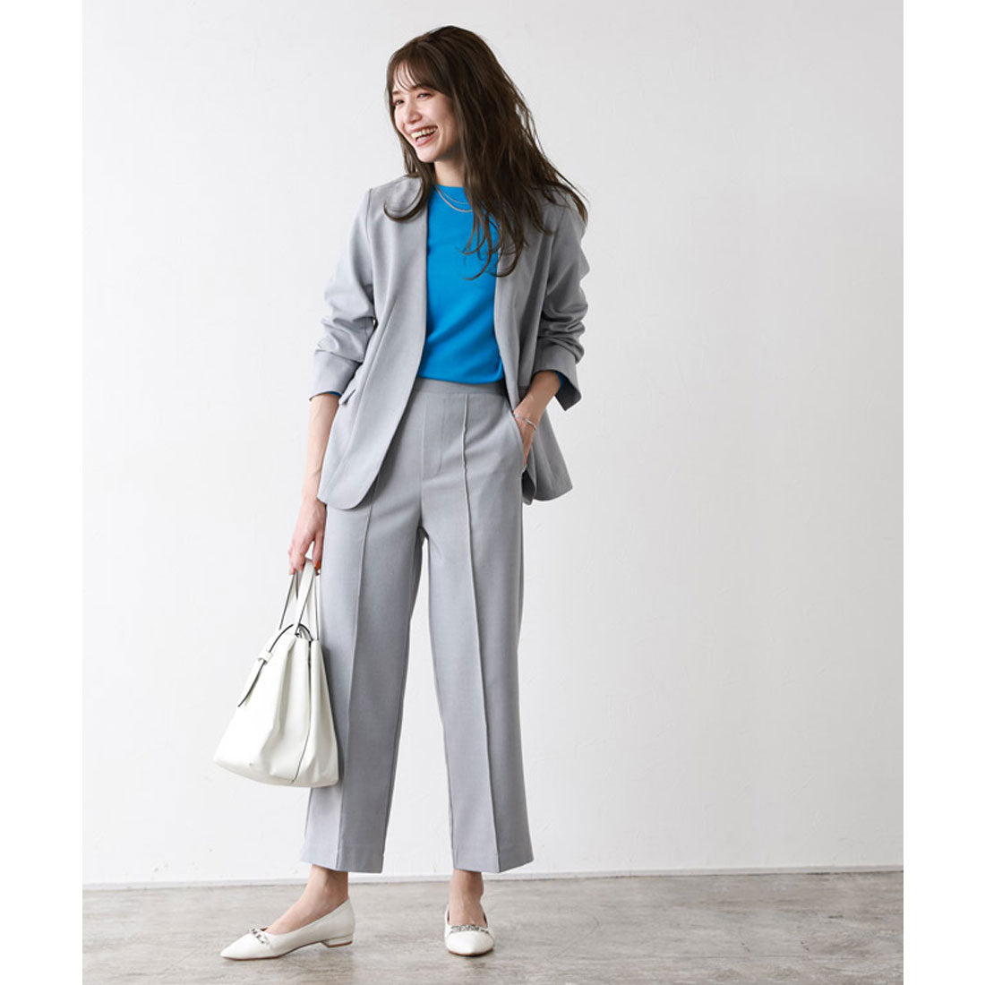 Marvelous by Pierrot Linen-like pin-tuck straight pants
