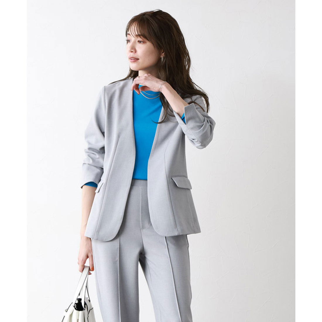 Marvelous by Pierrot Linen-like pin-tuck straight pants