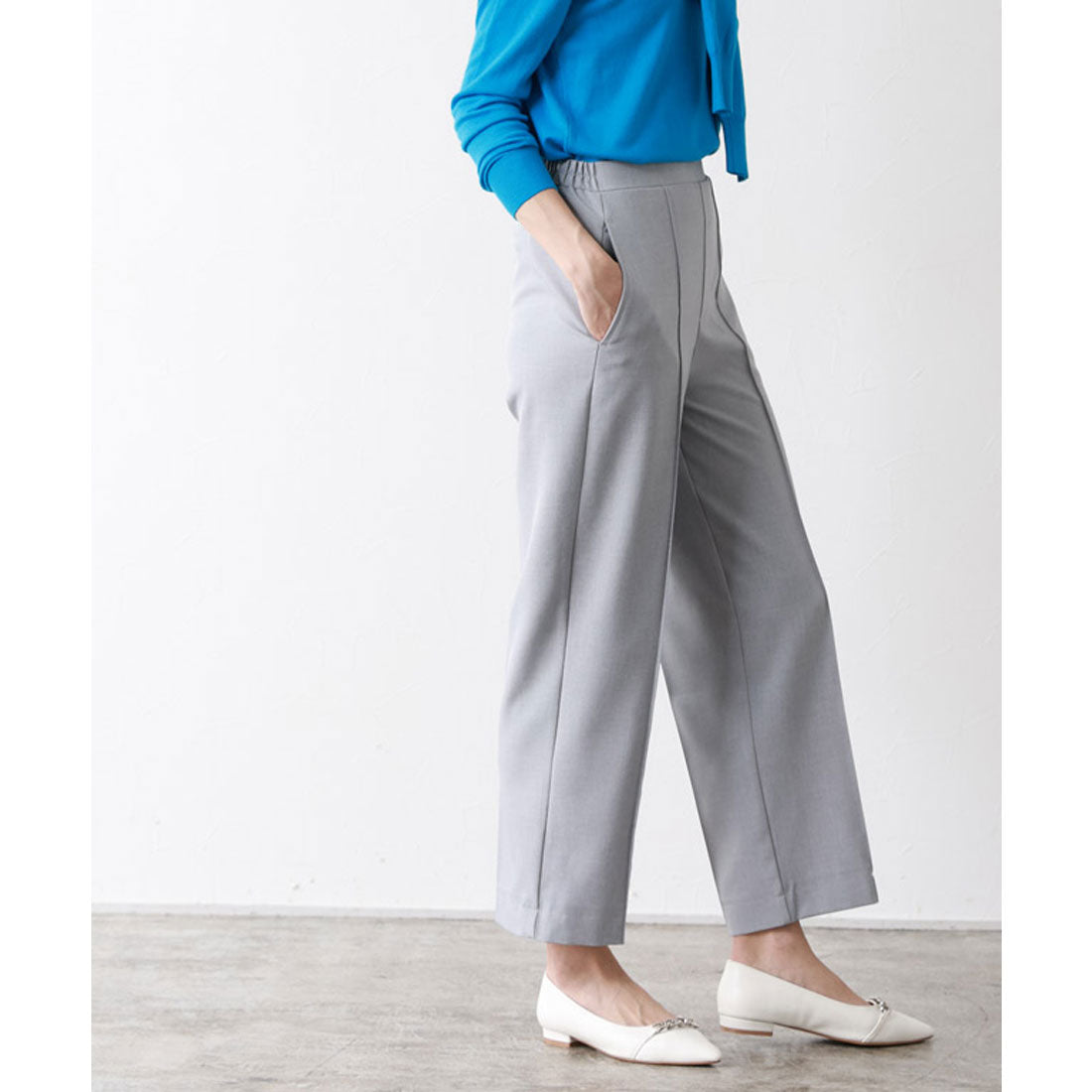 Marvelous by Pierrot Linen-like pin-tuck straight pants