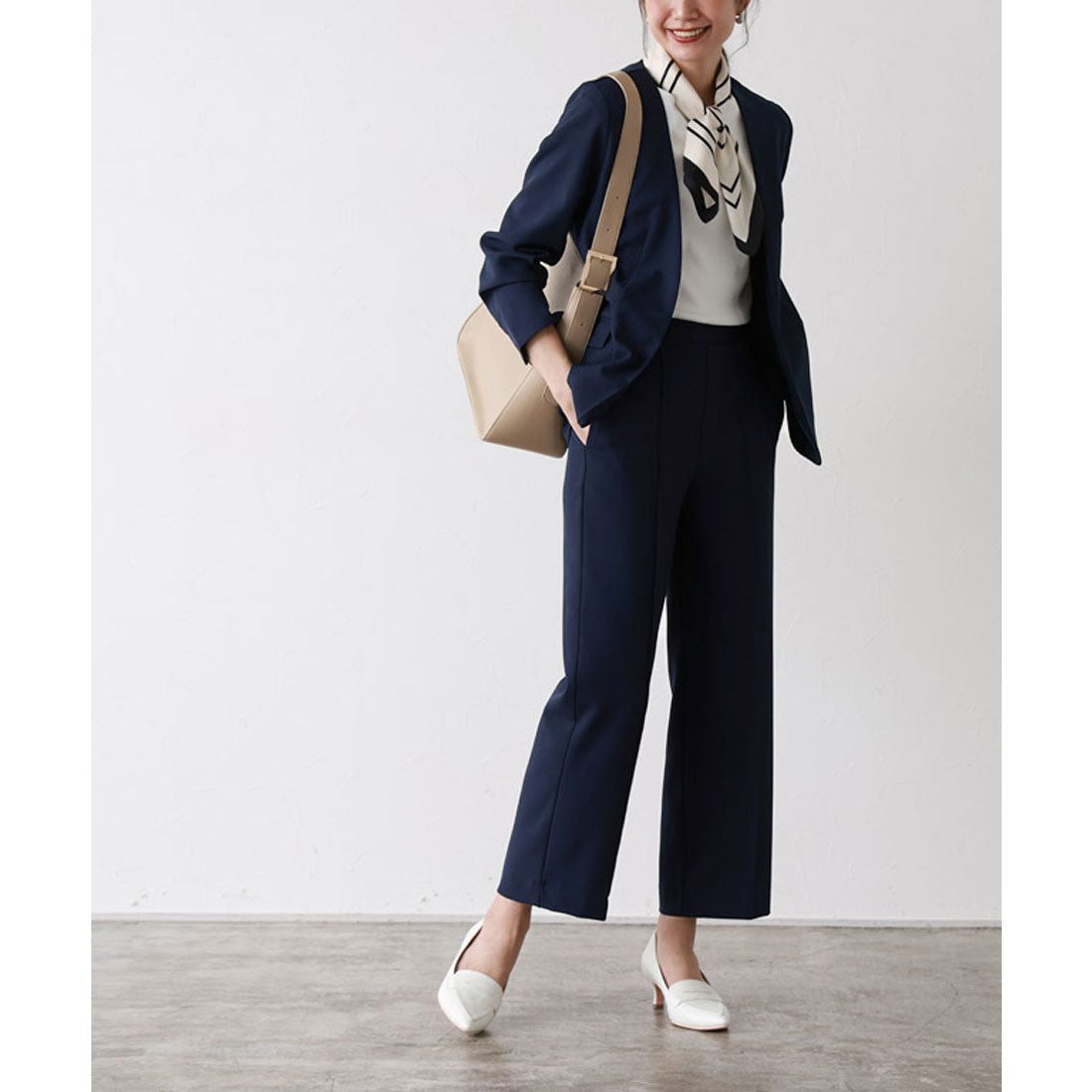 Marvelous by Pierrot Linen-like pin-tuck straight pants