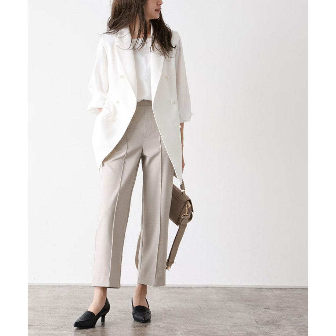 Marvelous by Pierrot Linen-like pin-tuck straight pants
