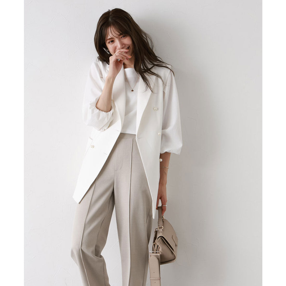 Marvelous by Pierrot Linen-like pin-tuck straight pants