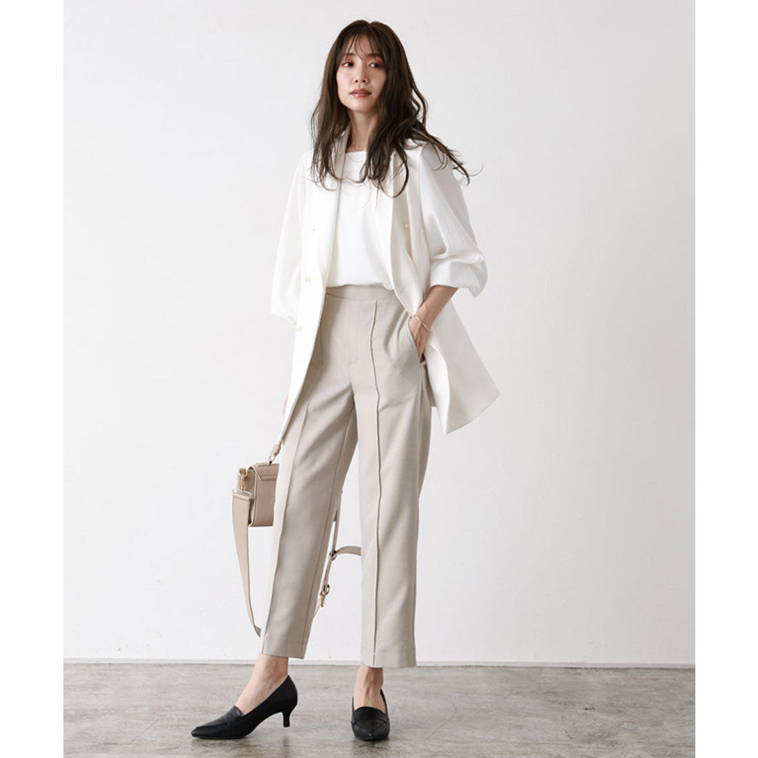 Marvelous by Pierrot Linen-like pin-tuck straight pants