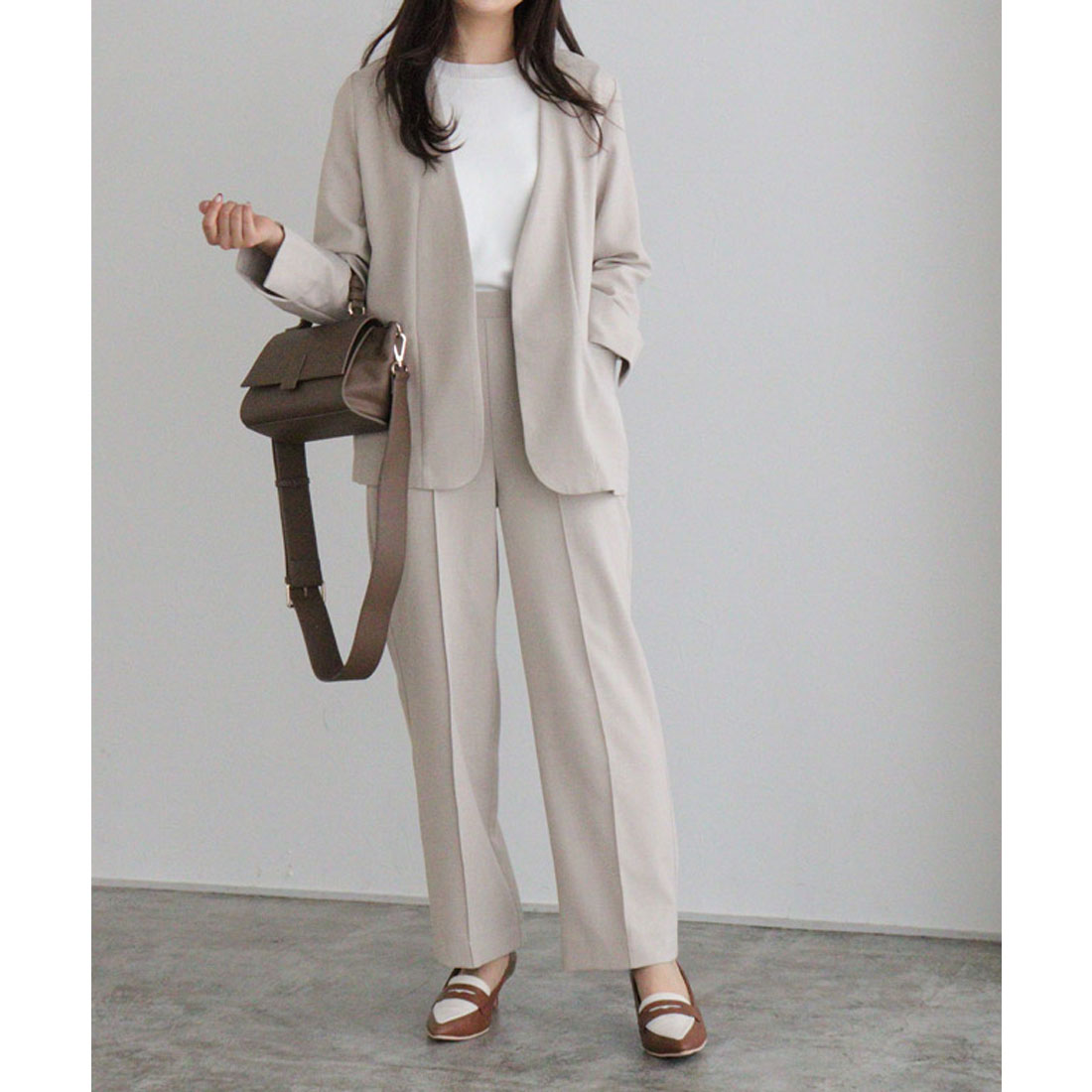 Marvelous by Pierrot Linen-like pin-tuck straight pants