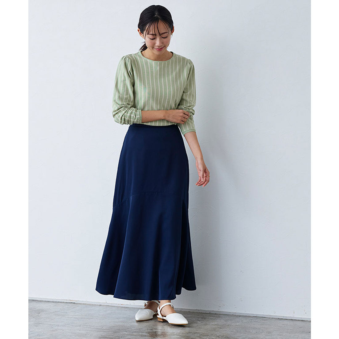 絲觸感條紋針織套頭衫