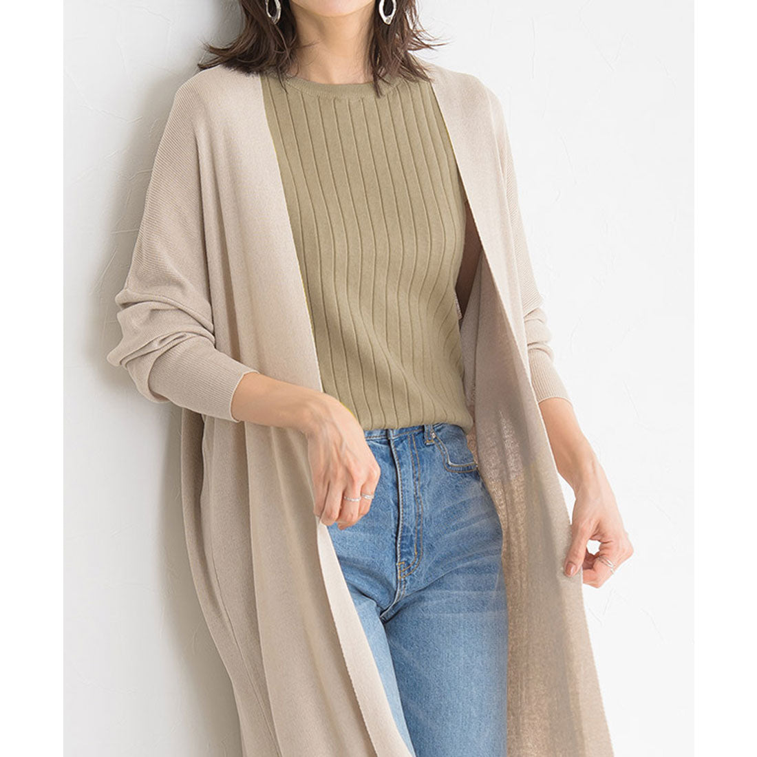 マーベラス バイ ピエロ marvelous by Pierrot 麻混トッパーニットカーディガン （モカ） モカ