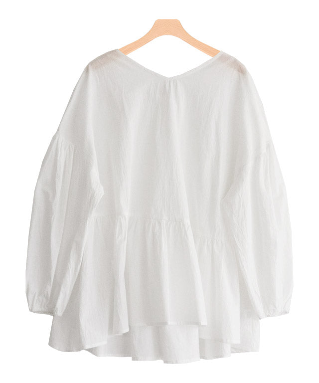 ギャザー切替ボリュームスリーブブラウス