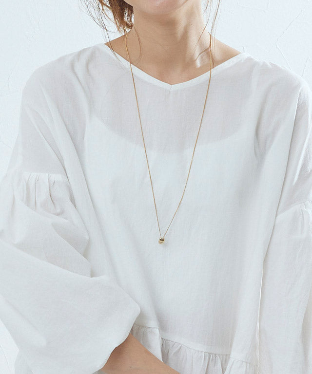 ギャザー切替ボリュームスリーブブラウス