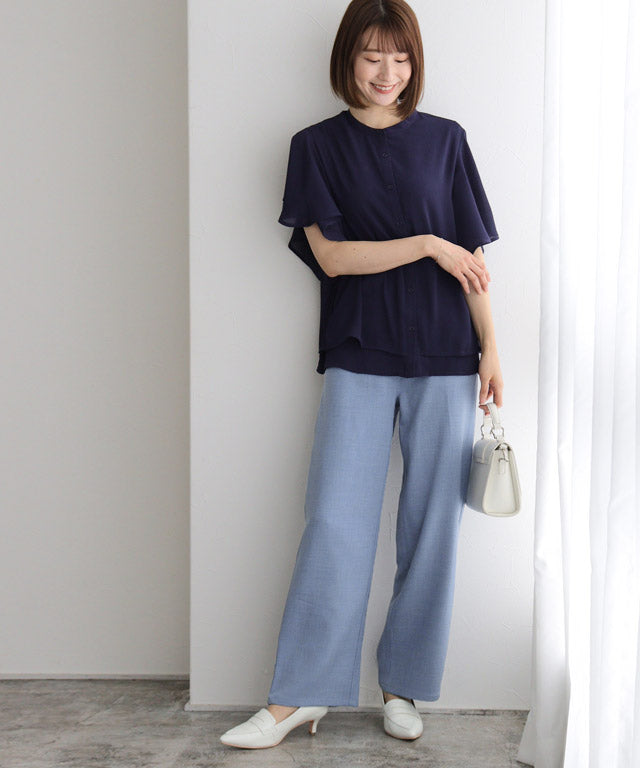 リネンタッチストレートパンツ