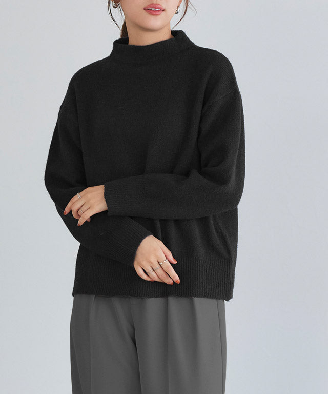 マーベラス バイ ピエロ marvelous by Pierrot ネックが選べるウールライクニット  【ボトルネック】,ブラック