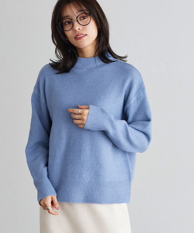 マーベラス バイ ピエロ marvelous by Pierrot ネックが選べるウールライクニット  【ボトルネック】,ブルー