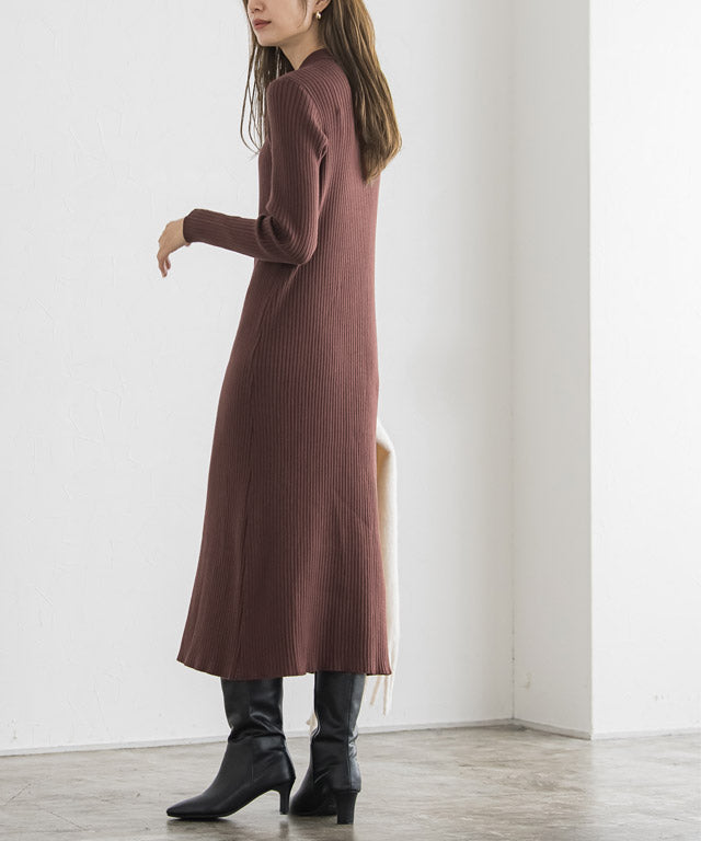 Collared Ribbed Knit Dress