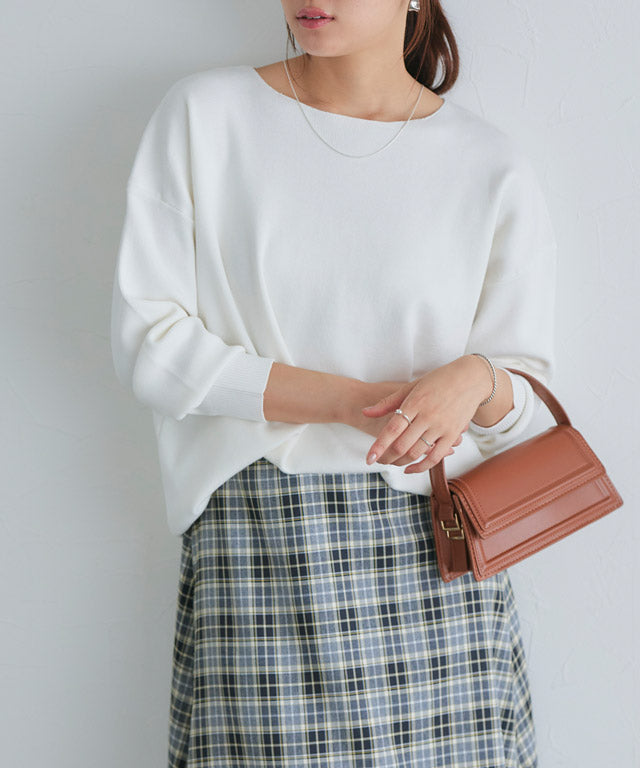 Selectable Neck Multi-functional Knit Pullover [Boat Neck]