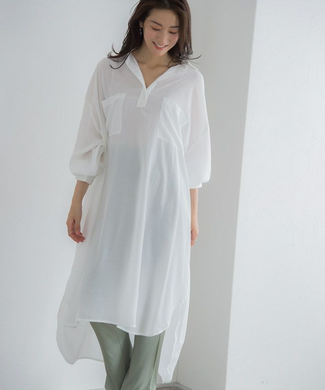 Henry Neck Tunic Shirt Dress