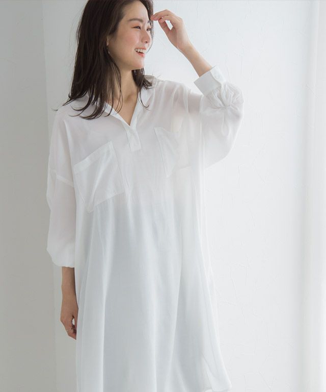 Henry Neck Tunic Shirt Dress