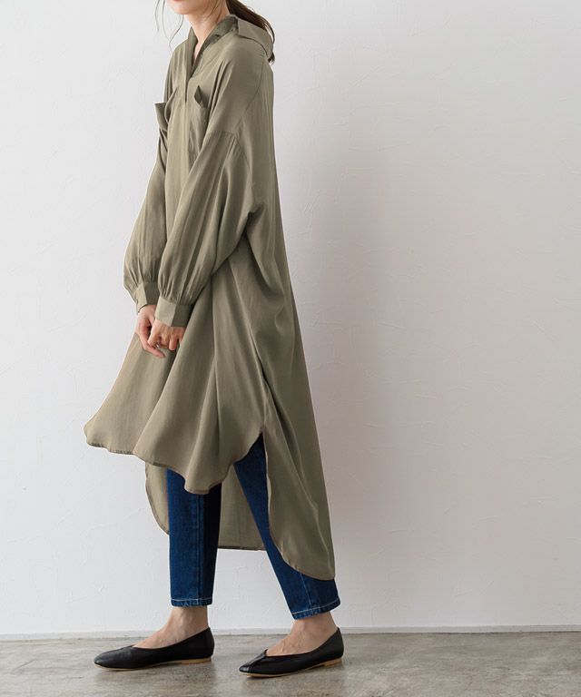 Henry Neck Tunic Shirt Dress