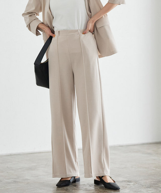 ペアスキンピンタックストレートパンツ