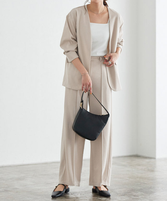 ペアスキンピンタックストレートパンツ