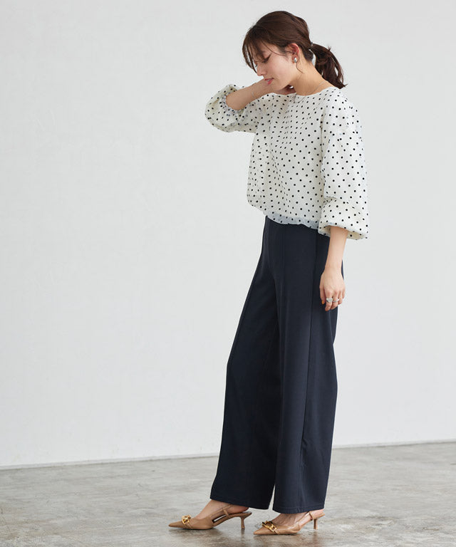 ペアスキンピンタックストレートパンツ