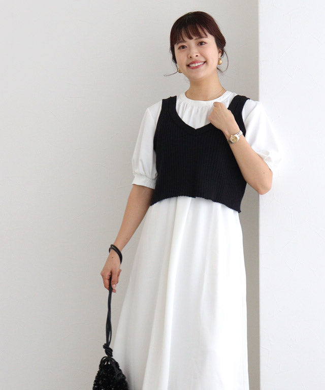 Marvelous by Pierrot [For short people] Knit bustier set dress