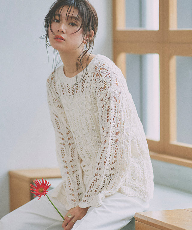 クロシェ編みニット