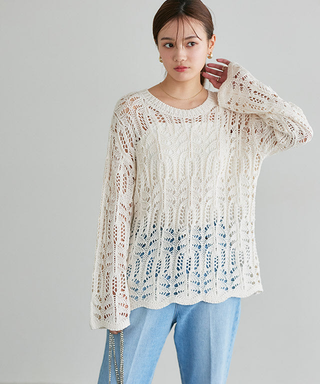 クロシェ編みニット