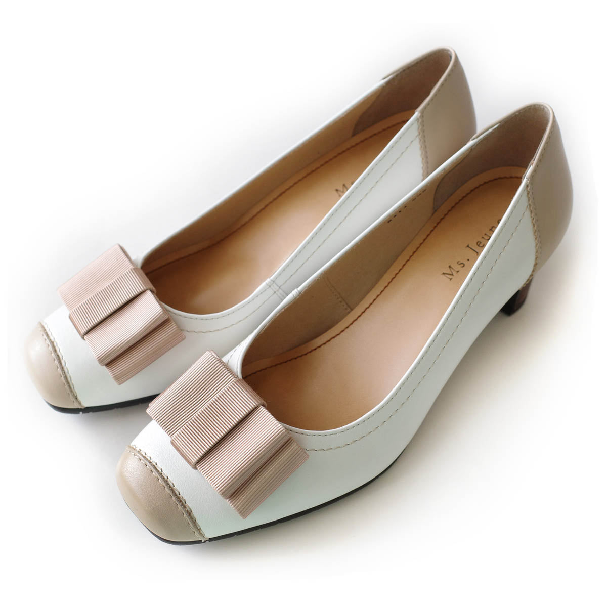 [Genuine Leather] Made in Japan Elegant pumps Comfortable 3E ribbon pumps for women PO6414