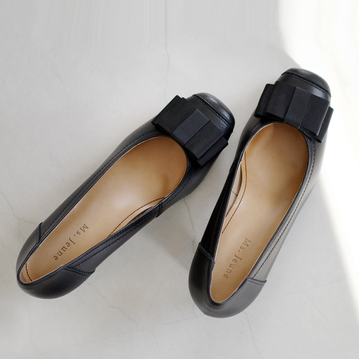 [Genuine Leather] Made in Japan Elegant pumps Comfortable 3E ribbon pumps for women PO6414