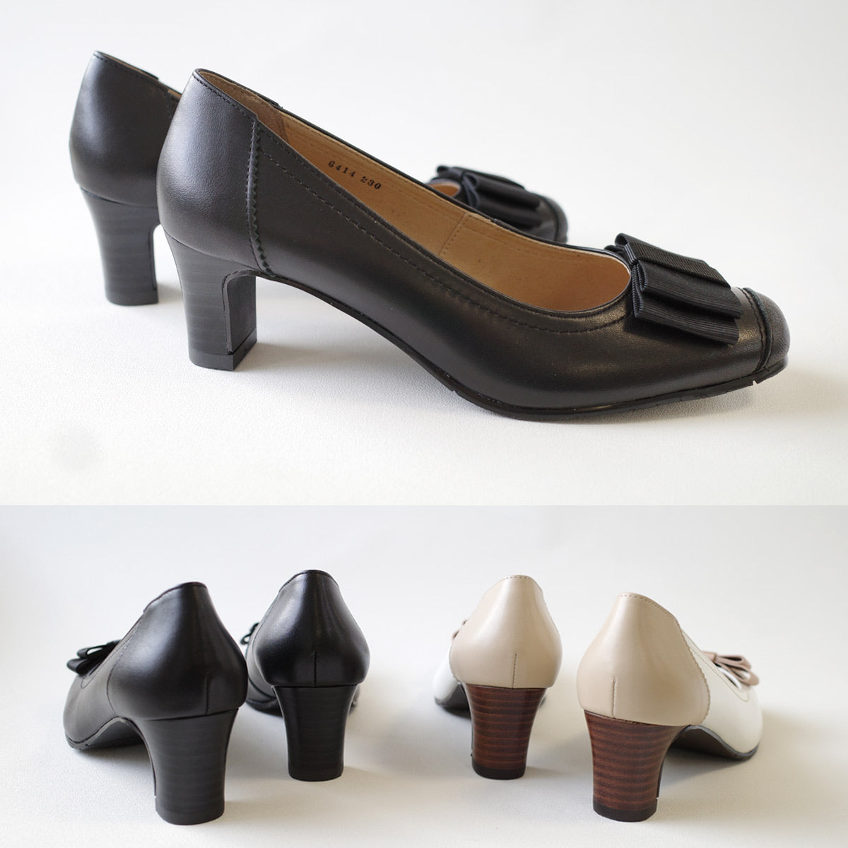 [Genuine Leather] Made in Japan Elegant pumps Comfortable 3E ribbon pumps for women PO6414