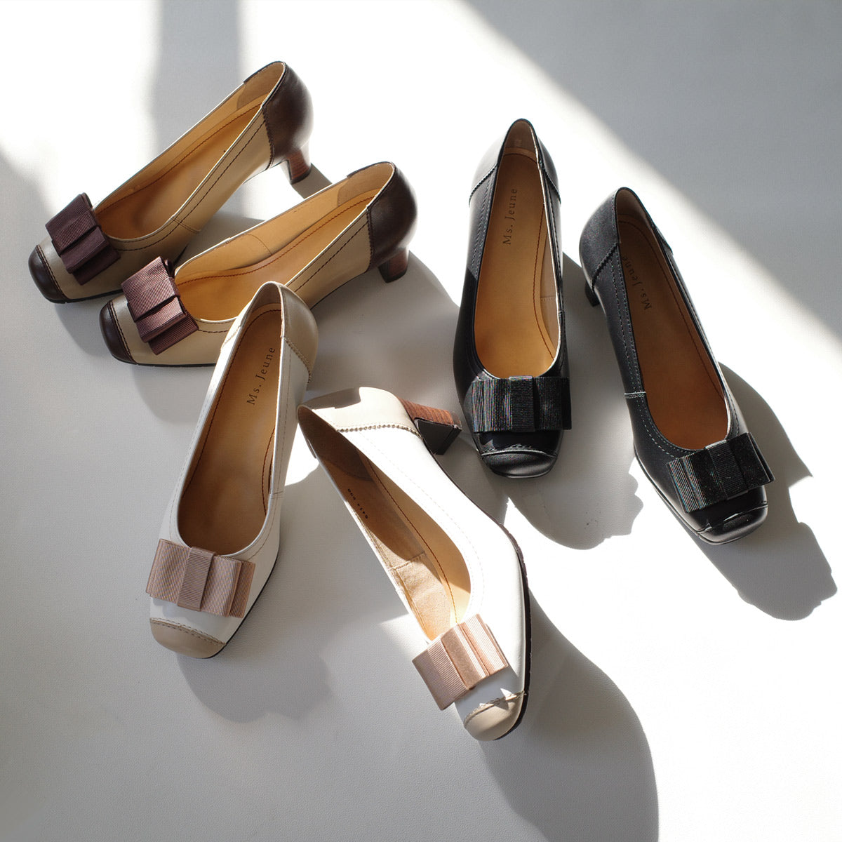 [Genuine Leather] Made in Japan Elegant pumps Comfortable 3E ribbon pumps for women PO6414