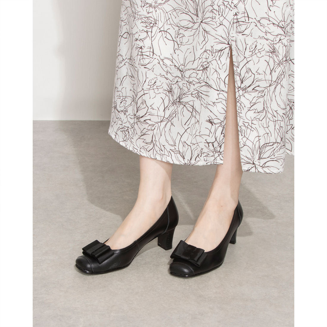 [Genuine Leather] Made in Japan Elegant pumps Comfortable 3E ribbon pumps for women PO6414