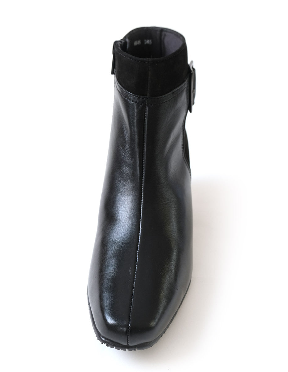 [Genuine Leather] Short Boots Boots Leather 6cm Heel Women's Easy to Walk Leather Boots black