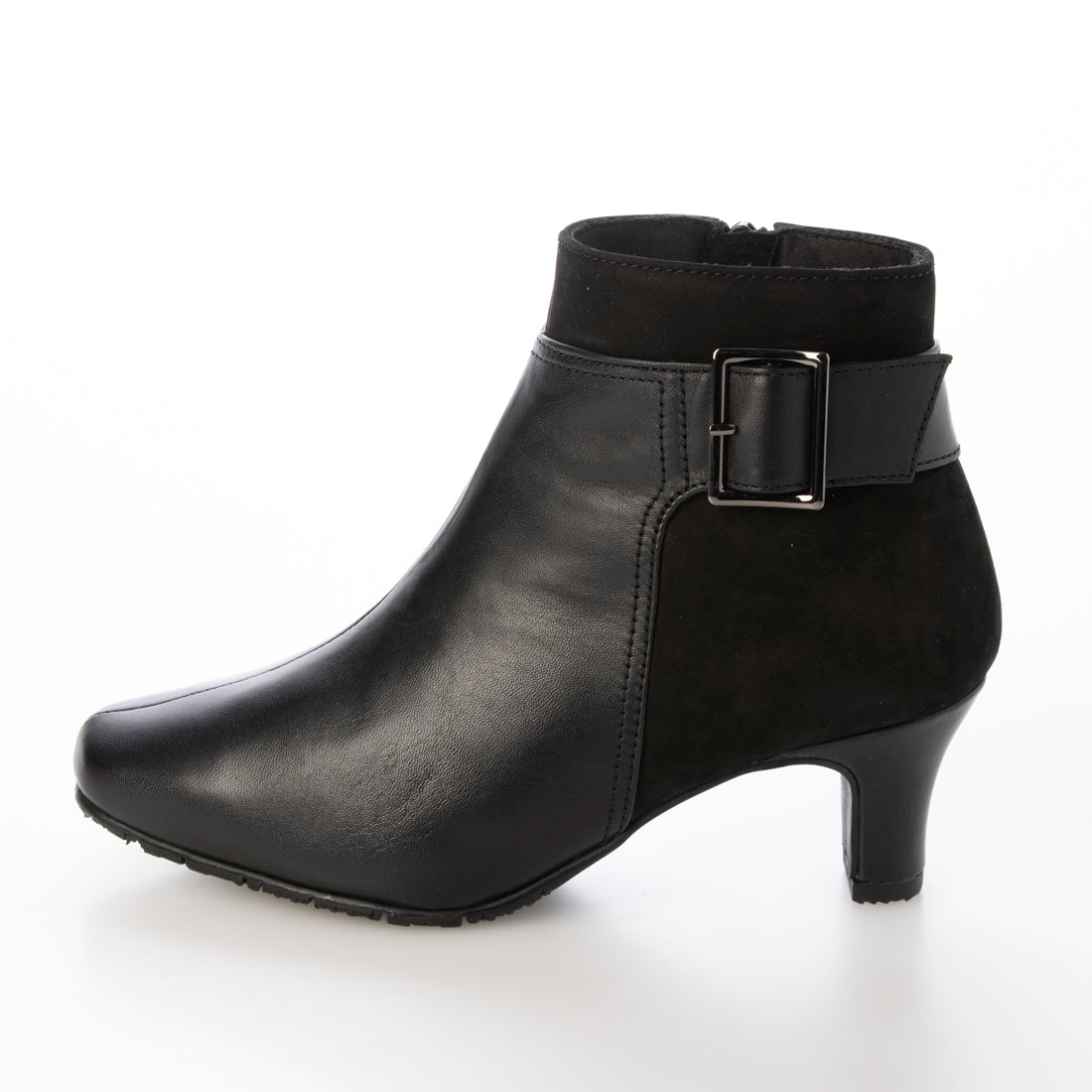 [Genuine Leather] Short Boots Boots Leather 6cm Heel Women's Easy to Walk Leather Boots black
