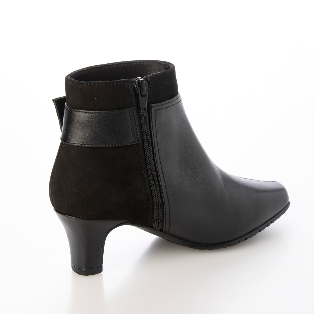 [Genuine Leather] Short Boots Boots Leather 6cm Heel Women's Easy to Walk Leather Boots black
