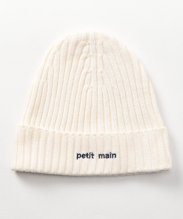 プティマイン petit main ロゴ刺しゅうニットワッチ,アイボリ-