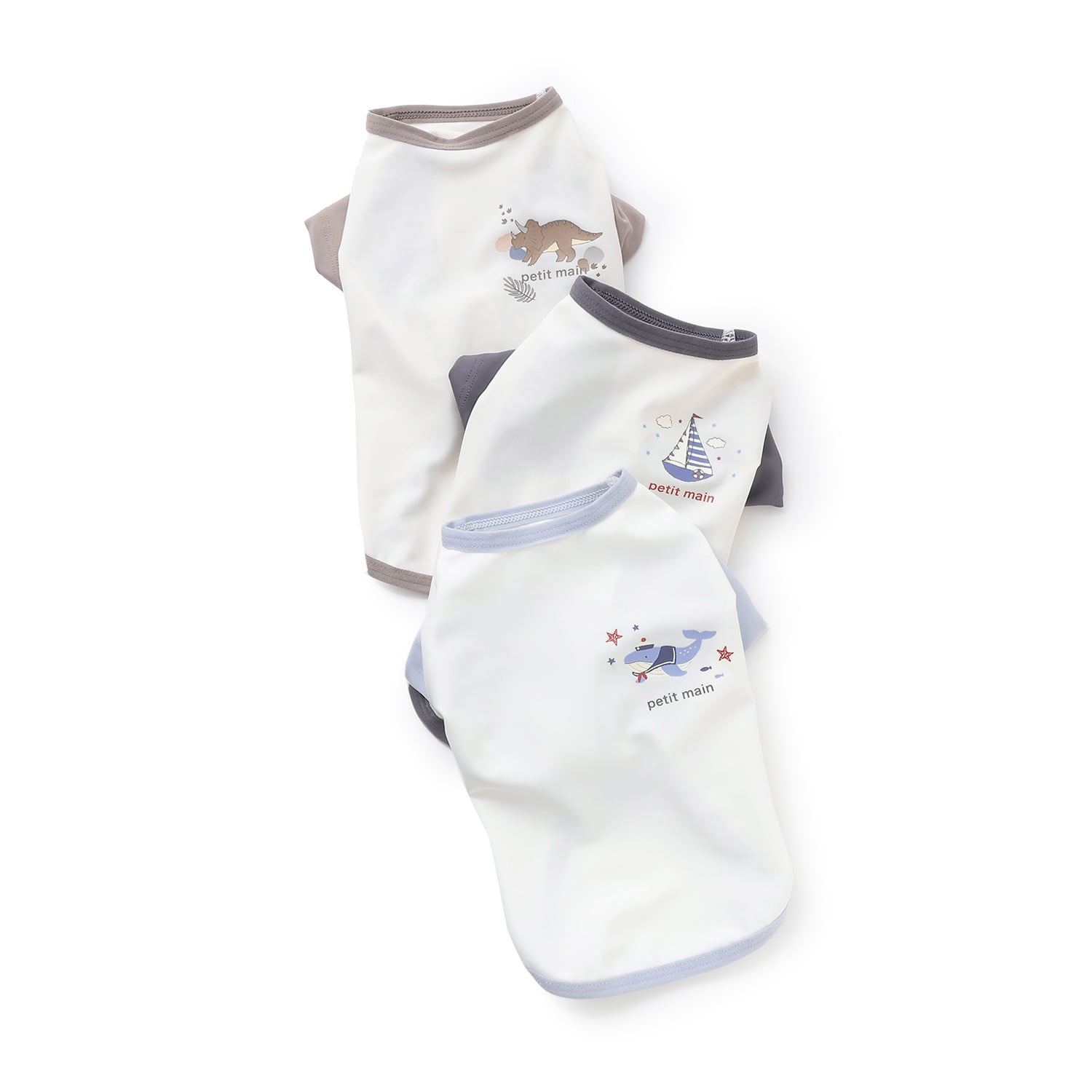 プティマイン petit main 【DOG】【SWIM】袖配色半袖T 【返品不可商品】 （チャコール） チャコール