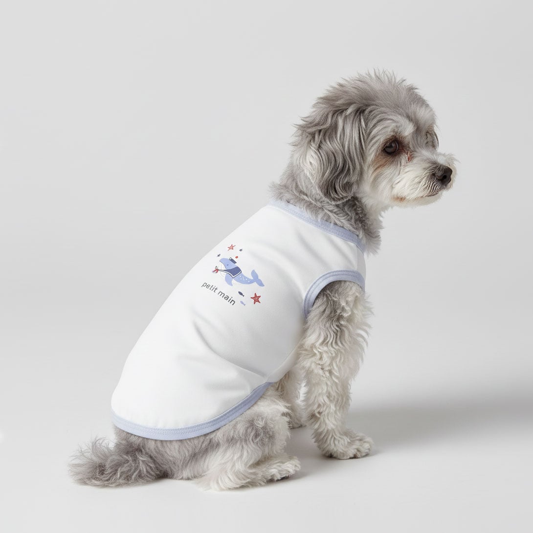 プティマイン petit main 【DOG】【SWIM】袖配色半袖T 【返品不可商品】 （チャコール） チャコール