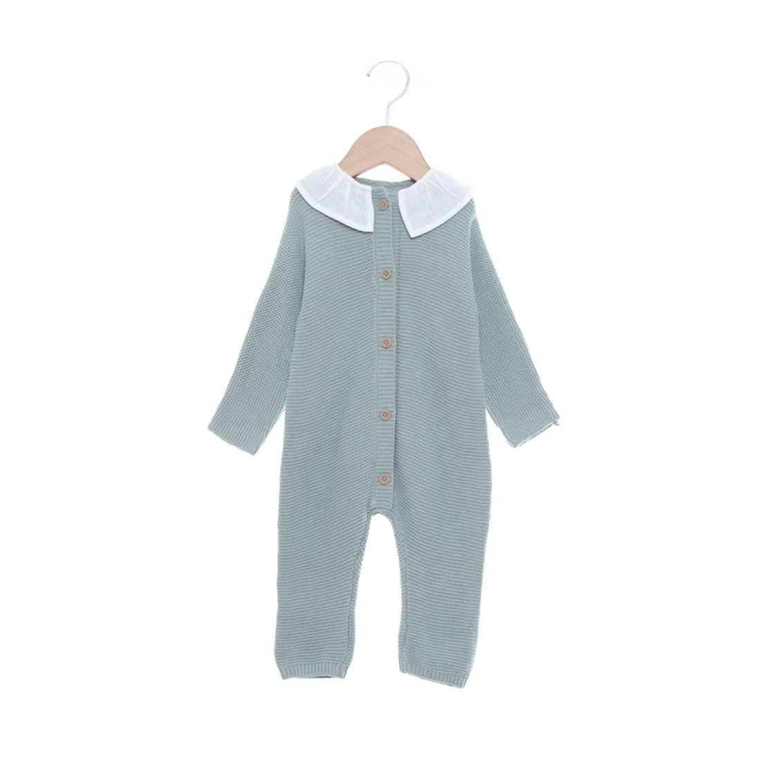 Petit Main Frill Collar Knit Coverall [Non-returnable item]