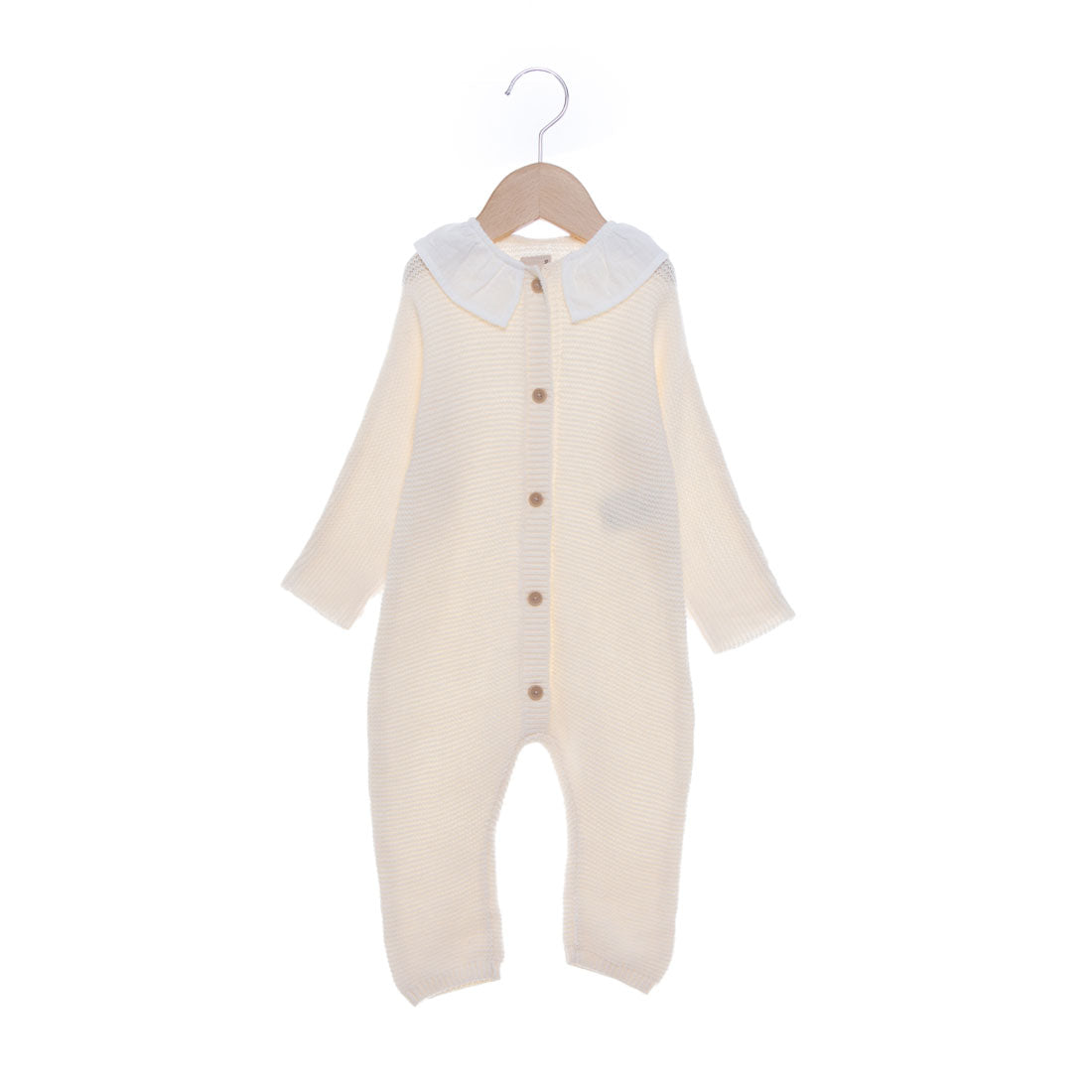 Petit Main Frill Collar Knit Coverall [Non-returnable item]